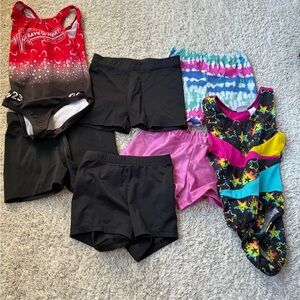 🎆🎇3for$9 Gymnastics Leotards and Shorts bundle- smalls